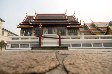 Golden pagoda at Wat Phra Kaew  also known as Temple of the Emerald Buddha , Grand palace Wat Phra Kaew is one of Bangkok s most famous tourist sites and it was built in 1782 at Bangkok, Thailand のeditorial素材