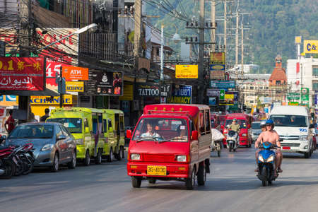 Famous thai moto-taxi called tuk-tuk is a landmark of the country and popular transport のeditorial素材