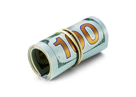 New roll of dollar bills isolated