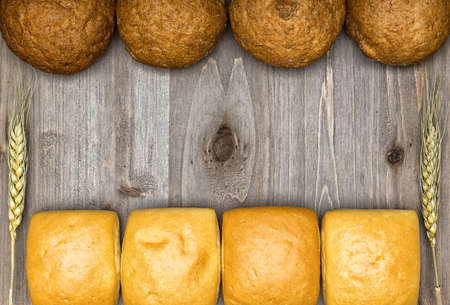 bread on a wooden backgroundの写真素材