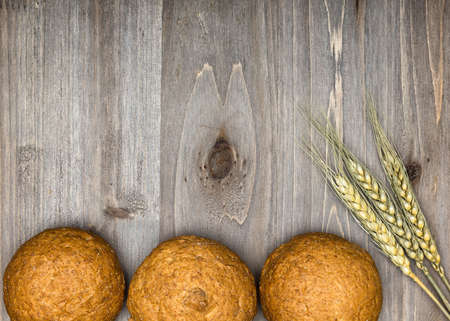 bread on a wooden backgroundの写真素材