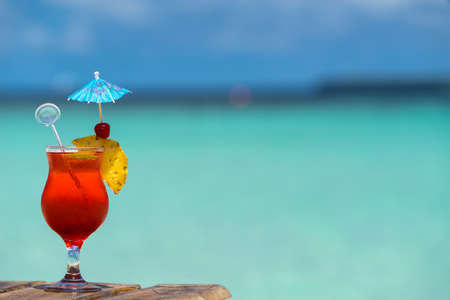 cocktail on the beach. Concept of luxury vacation.