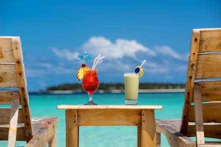 cocktail on the beach. Concept of luxury vacation.の写真素材
