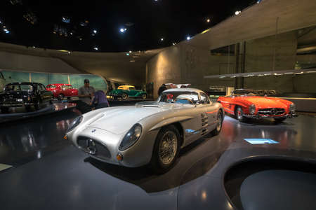 STUTTGART, GERMANY - DECEMBER 30, 2018: Interior of museum "Mercedes Benz Welt". The museum covers the history of the Mercedes-Benz and the brands associated.のeditorial素材