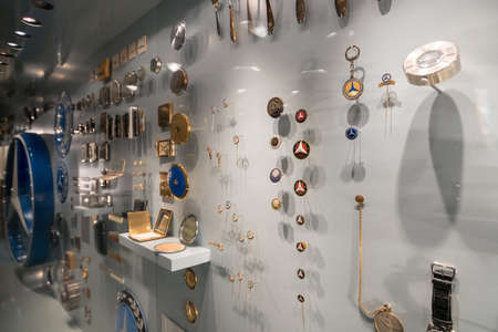 STUTTGART, GERMANY - DECEMBER 30, 2018: Interior of museum "Mercedes Benz Welt". The museum covers the history of the Mercedes-Benz and the brands associated.のeditorial素材