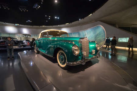 STUTTGART, GERMANY - DECEMBER 30, 2018: Interior of museum Mercedes Benz Welt. The museum covers the...