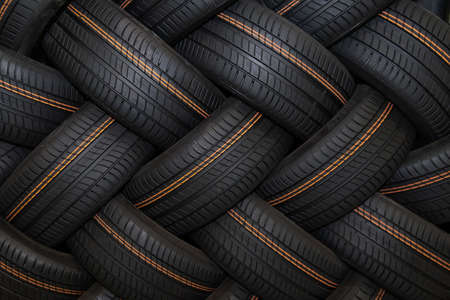 Moscow, Russia - January 14, 2019: Winter car tyre  brand  of the company Michelin. Michelin is a famous tyre manufacturer based in France. Great for backgroundsのeditorial素材