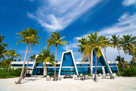 Kandima, Dhaalu Atoll, Maldives -24 Juny, 2019: Located on the largest island in Dhaalu Atoll, Kandima Maldives has the longest outdoor swimming pool in the Maldives, an abundance of water-sports, the largest beach club and tennis.のeditorial素材