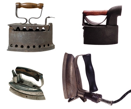 Old iron isolated on white backgroundの写真素材