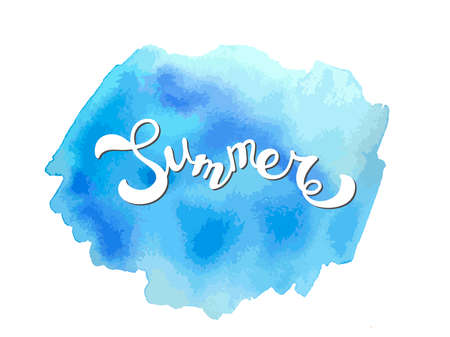 handwritten lettering Summer on abstract watercolor textureのイラスト素材