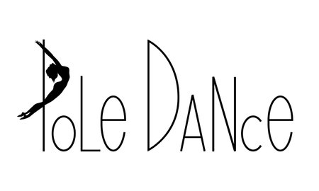 Pole dance lettering typography on white background with women silhouette.のイラスト素材