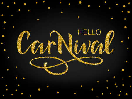Carnival template with gold glitter texture on a blackのイラスト素材