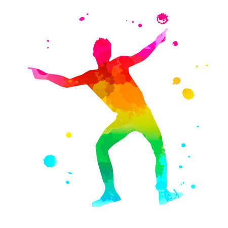 A male street dance hip hop dancer in silhouetteのイラスト素材
