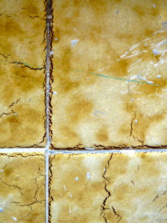 joints between yellow tiles as a backgroundの写真素材