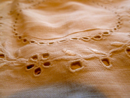 Hand embroidered detail in a piece of fabric