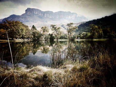 Beautiful mountain with reflectionの素材