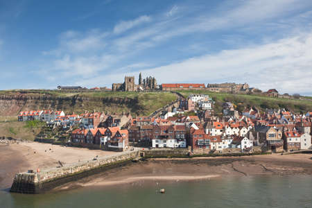 Whitby town and harborの写真素材