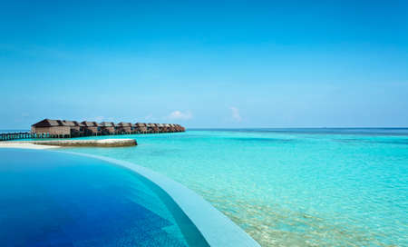 Infinity pool in the Maldivesの写真素材