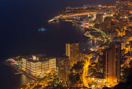 Monte Carlo at night in Monacoの写真素材