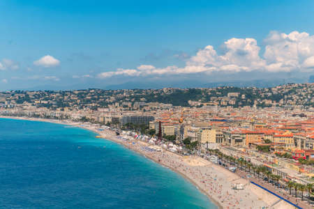 Nice beach and the Promenade de Anglaisの写真素材