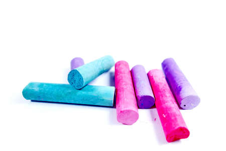 Color chalk isolated on white background.の写真素材