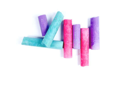 Color chalk isolated on white background.の写真素材