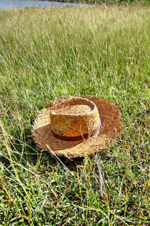 Straw Hat on grass field