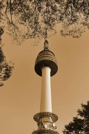 N Seoul Tower, sepia toneのeditorial素材
