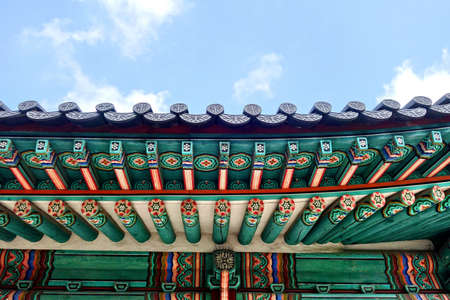 Roof detail of Gyeongbokgung palace in Seoul, South Korea