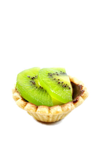 kiwi tart on white backgroundの写真素材