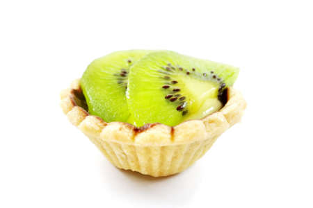 kiwi tart on white backgroundの写真素材