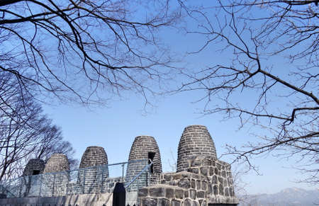 Beacon tower on namsan mountainの写真素材