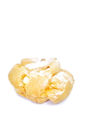 Choux Cream / cream puff on white backgroundの写真素材