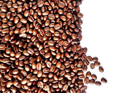 roasted coffee beans isolated in white background