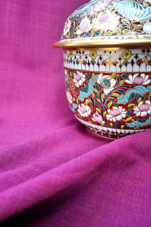 Benjarong porcelain is a kind of painted porcelain in Thailand.の写真素材
