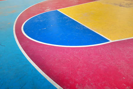 colorful outdoor concrete basketball court.の写真素材