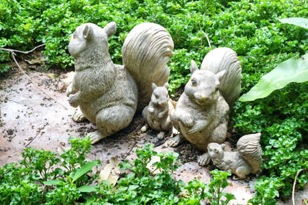 Squirrel plasters decorate in green garden.の写真素材