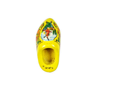 yellow wooden shoes from the netherlandsの写真素材