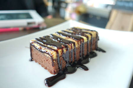 chocolate cake with syrupの写真素材