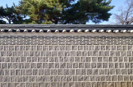 Korean traditional brick wallの写真素材