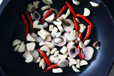 Roasted peppers, onions, garlic,の写真素材