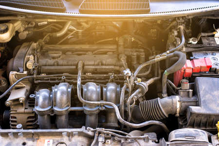 Car engine part of dirty,Modern powerful car engine