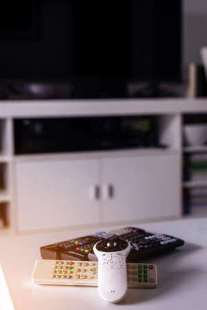  Remote control with blured LED TVの写真素材
