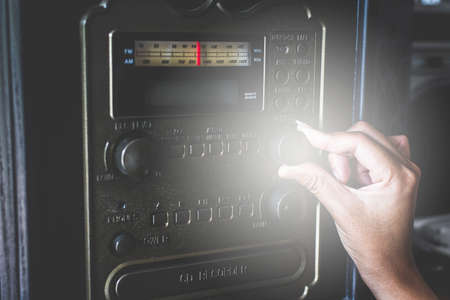 Hand tuning radio,Home theater system,Vintage tonedの写真素材