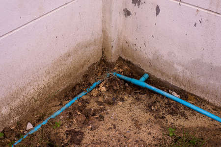 Water pipes and water tank for consumeの写真素材