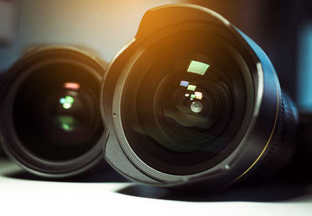 Camera lense with reflections,close up