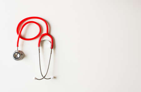 Stethoscope red color on white background,Healthcare and medical conceptの写真素材