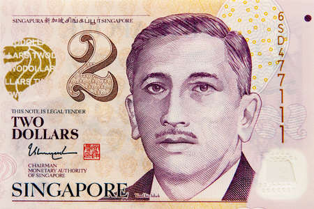 Singapore 2 dollars banknote,Money close up