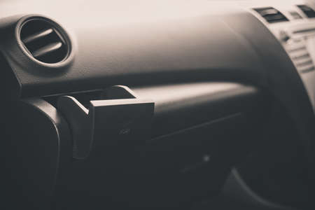 Car air conditioning system and glass holder,Button on dashboard in car panelの写真素材