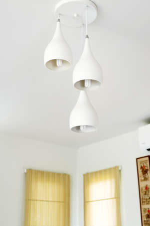 living room decorative interior design White toned and modern lamp in houseの写真素材
